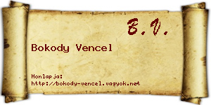 Bokody Vencel névjegykártya